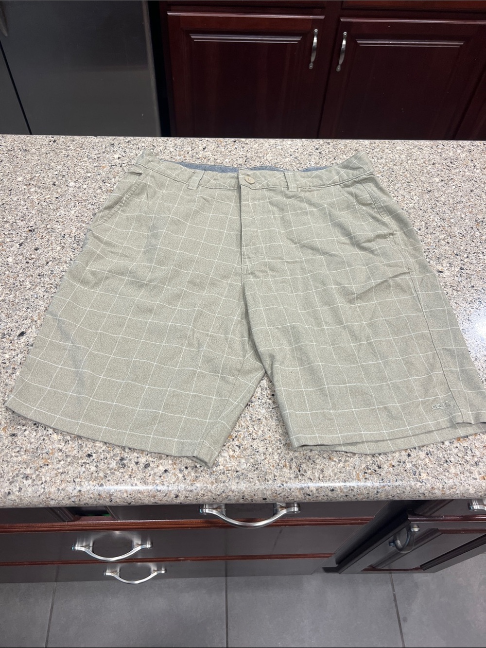 Men's Windowpane Casual Shorts - 34 tan O’Neill surf beach z21